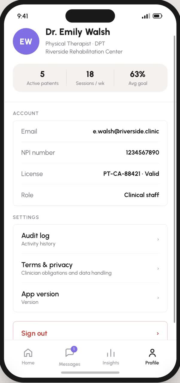 Clinician profile